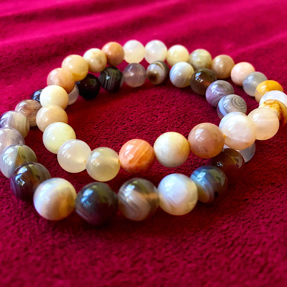 🧘‍♀️PRICE DROP! Set of 2 Chakra Bead Stretch Bracelets - Beautiful Neutral Tones